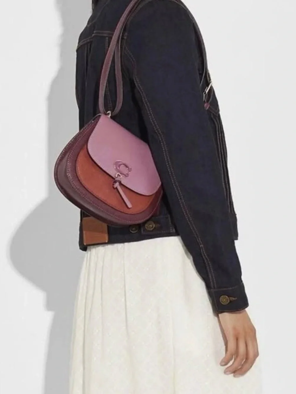 NWT COACH REMI SADDLE BAG IN COLORBLOCK ROSE MULTI MSRP $350